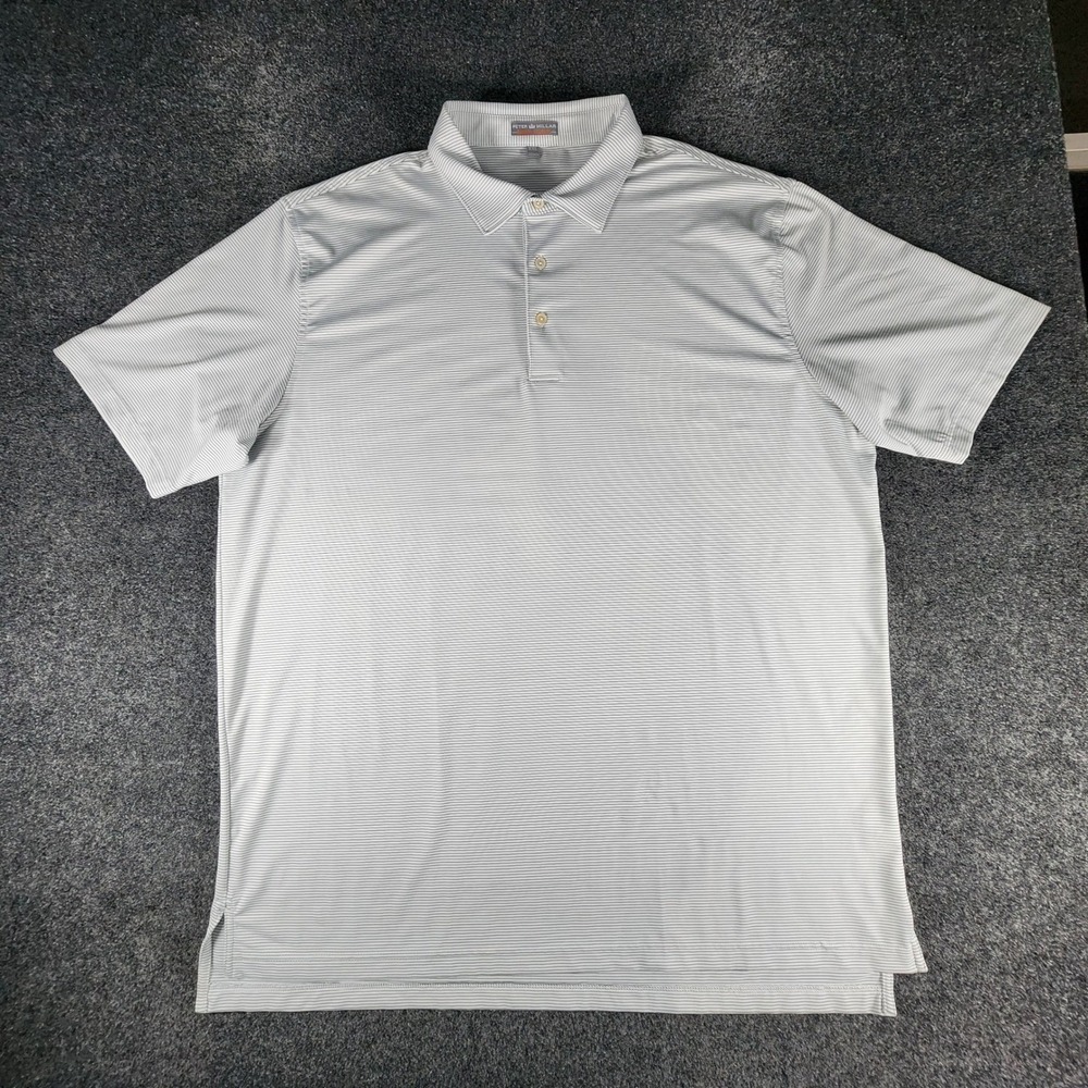 Peter Millar‎ Summer Comfort Polo Shirt Mens XXL White Navy Stripe MS15EK12S